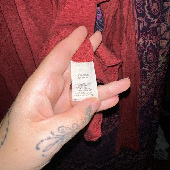 Altar'd State Brown Ruffled Long Sleeve Blouse - Picture 4 of 4